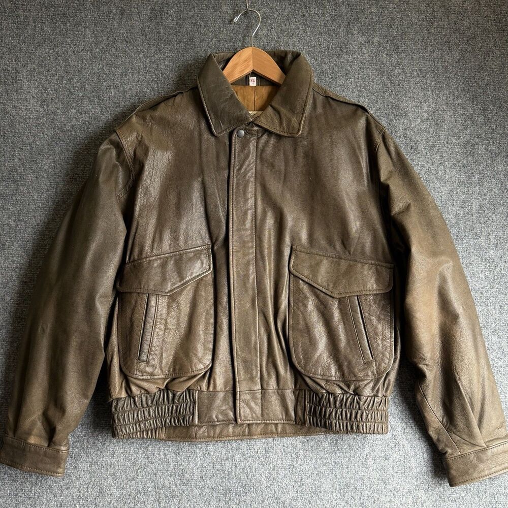 Vintage 90s New Zealand Outback Cooper Collections Leather Bomber Jacket Men XL